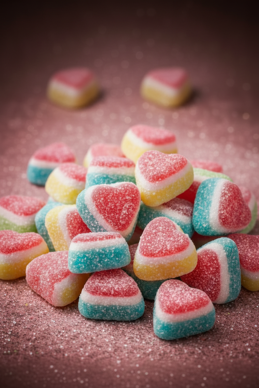 Bonbons Cœurs Multicolores Sucrés (100g)